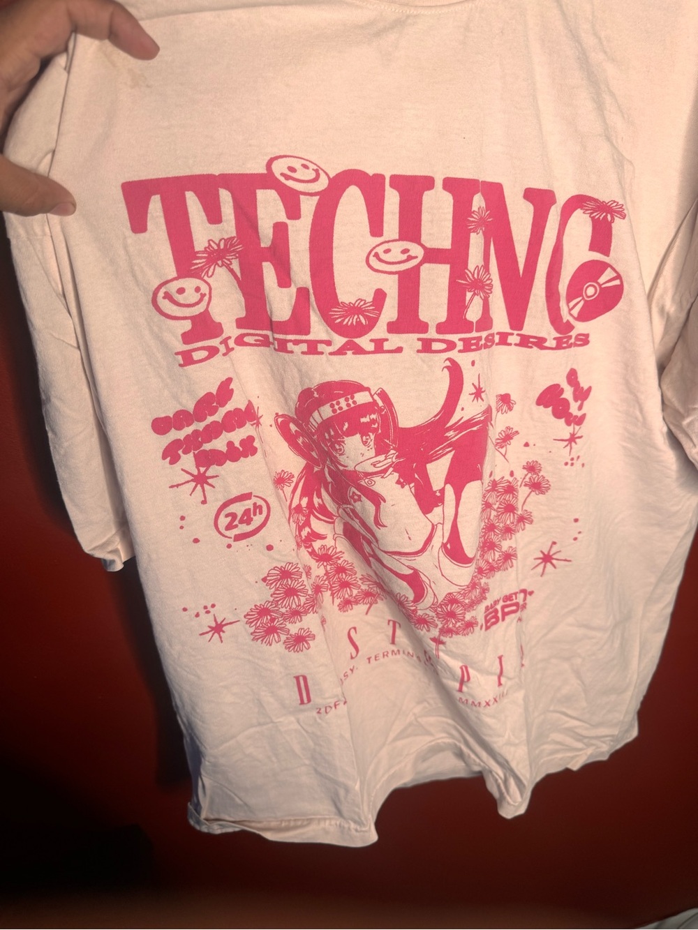 Pink Techno anime girl T-shirt from 2DFANTASY